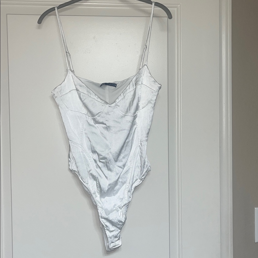 Zara Shimmering White Bodysuit